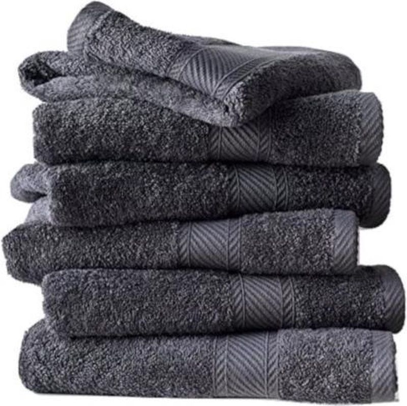 De Witte Lietaer Handdoeken Helene Ebony 50 x 100 cm - 6 stuks - Katoen