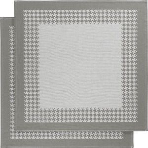 De Witte Lietaer Theedoek Pied de Poule, Grijs - 2 stuks - 65 x 65 cm - Katoen