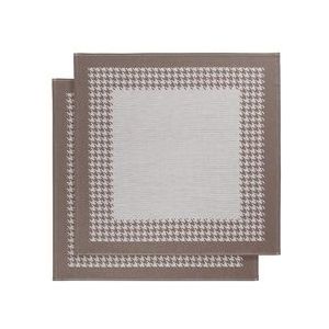 De Witte Lietaer Theedoek Pied de Poule, Champignon - 2 stuks - 65 x 65 cm - Katoen
