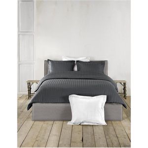 De Witte Lietaer Zygo Ebony beddengoed + 2 kussenslopen met stuurwiel gekamd katoen donkergrijs 240 x 220 cm
