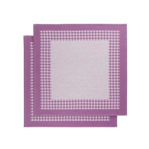De Witte Lietaer Theedoek Pied de Poule, Fuchsia - 2 stuks - 65 x 65 cm - Katoen