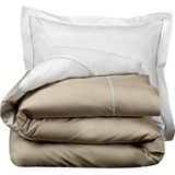 De Witte Lietaer Dekbedovertrek Katoen Perkal, Bumblebee White / Vision Taupe +