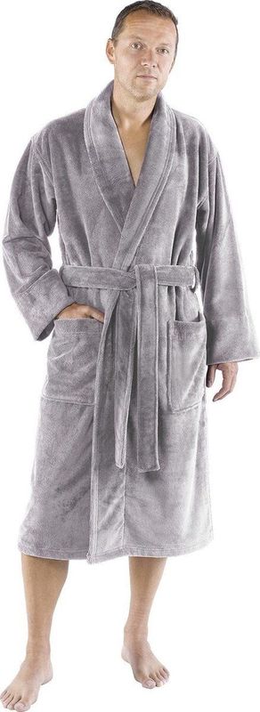 De Witte Lietaer Badjas Gentle Heren Katoen Grijs Maat S
