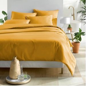 De Witte Lietaer Dekbedovertrek Katoen Satijn Olivia - Eenpersoons- 140 x 200/220 cm - Geel
