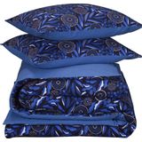 De Witte Lietaer Dekbedovertrek Moonflower Cobalt Blue - Lits Jumeaux - 240 x 220 cm - Katoen Flanel