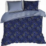 De Witte Lietaer Dekbedovertrek Moonflower Cobalt Blue - Lits Jumeaux - 240 x 220 cm - Katoen Flanel