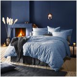 De Witte Lietaer Dekbedovertrek Katoen Flanel Alvaro - Lits Jumeaux - 240 x 220 cm - Blauw