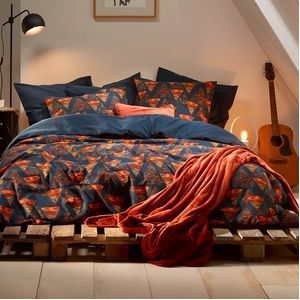 De Witte Lietaer Dekbedovertrek Caspian Eclipse Blue - Eenpersoons - 140 x 200/220 cm - Katoen Flanel