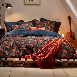 De Witte Lietaer Dekbedovertrek Caspian Eclipse Blue - Eenpersoons - 140 x 200/220 cm - Katoen Flanel