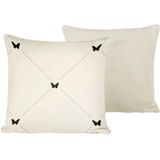 De Witte Lietaer - Butterflies - Sierkussenhoes - Meteorit Off White - Satijn - Set van 2