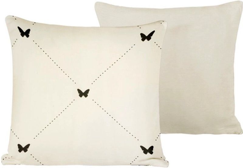 De Witte Lietaer - Butterflies - Sierkussenhoes - Meteorit Off White - Satijn - Set van 2