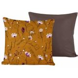 De Witte Lietaer - Fleur - Sierkussenhoes - Deep Taupe - 100% Katoensatijn - Set van 2