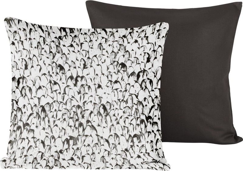 De Witte Lietaer Sierkussensloop Set Waddle Dark Shadow- 40 x 40 cm - Satijn Katoen