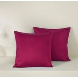 De Witte Lietaer Sierkussensloop Set Olivia Beet Red - 40 x 40 cm - Satijn Katoen