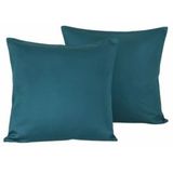 De Witte Lietaer Sierkussensloop Set Olivia Smaragd Green - 40 x 40 cm - Satijn Katoen