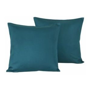 De Witte Lietaer Sierkussensloop Set Olivia Smaragd Green - 40 x 40 cm - Satijn Katoen