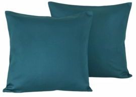 De Witte Lietaer Sierkussensloop Set Olivia Smaragd Green - 40 x 40 cm - Satijn Katoen