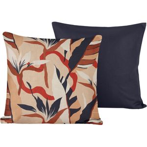 De Witte Lietaer Sierkussensloop Set Junglecat Dress Blues - 40 x 40 cm - Satijn Katoen