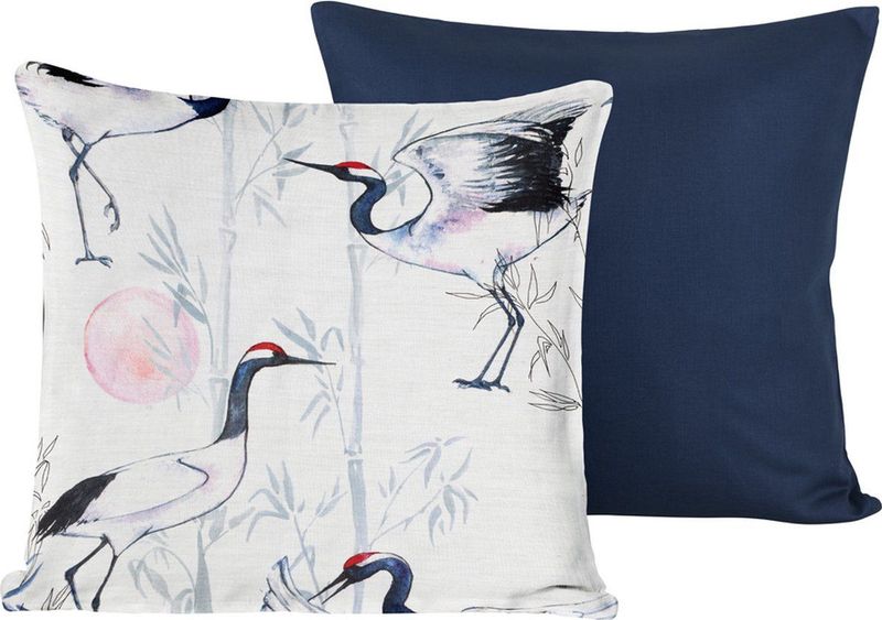 De Witte Lietaer Sierkussensloop Set Mont Blanc Majolica Blue - 40 x 40 cm - Satijn Katoen