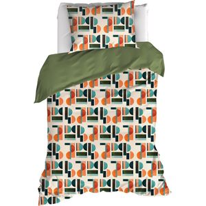 De Witte Lietaer Dekbedovertrek Lisboa, Grenoble Green - Eenpersoons - 140 x 220 cm + 60 x 70 cm - Katoen Percal