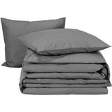 Moodit Dekbedovertrek Basil Grey - Eenpersoons - 140 x 220 cm - Katoen