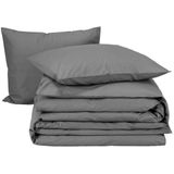 Moodit Dekbedovertrek Basil Grey - Eenpersoons - 140 x 220 cm - Katoen