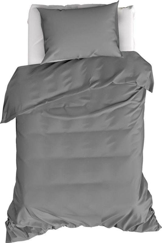 Moodit Dekbedovertrek Basil Grey - Eenpersoons - 140 x 220 cm - Katoen