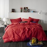 Moodit Dekbedovertrek Basil Deep Red - Lits Jumeaux - 240 x 220 cm - Katoen