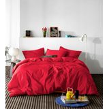 Moodit Dekbedovertrek Basil Deep Red - Lits Jumeaux - 240 x 220 cm - Katoen