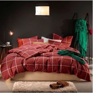 Moodit Dekbedovertrek Rosaline Burgundy - Tweepersoons - 200 x 220 cm - Katoen Flanel