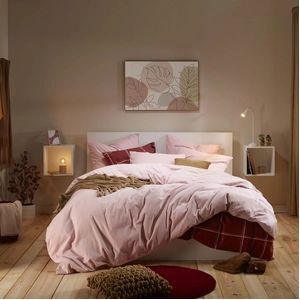 Moodit Dekbedovertrek Frey Pearl Pink - Tweepersoons - 200 x 220 cm - Katoen Flanel