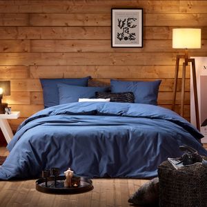 De Witte Lietaer Dekbedovertrek, Laura Blue Indigo + 2x Katoen flanel