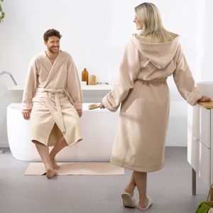 Luxe badjas met kap - Sand - S