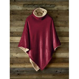De Witte Lietaer - Ganges - Poncho - Wine Red - 100% Polyester Fleece