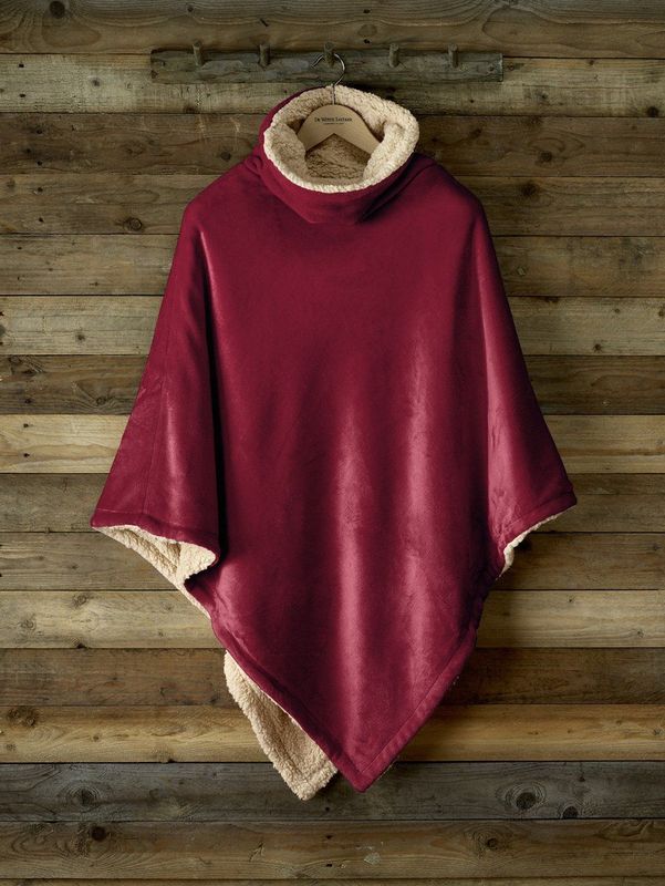 De Witte Lietaer - Ganges - Poncho - Wine Red - 100% Polyester Fleece