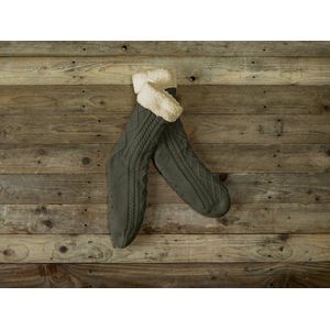 De Witte Lietaer - Teddy Yamuna - Thermosokken - Khaki - 100% Polyester Acryl Breisel