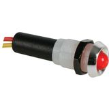 PEREL - 12V CR LED signaallamp, 12 VDC, ABS chroom, rood 124005