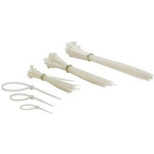 SET MET NYLON KABELBINDERS - VERSCHILLENDE AFMETINGEN - WIT (75 st.)