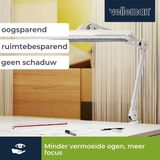 Velleman - Verstelbare Bureaulamp - Klembevestiging - Zwenkarm - Wit - 3x T5 14W
