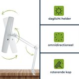 Velleman - Verstelbare Bureaulamp - Klembevestiging - Zwenkarm - Wit - 3x T5 14W