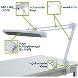 Velleman - Verstelbare Bureaulamp - Klembevestiging - Zwenkarm - Wit - 3x T5 14W