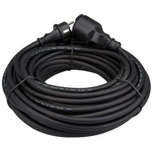 Perel Verlengkabel, H05RR-F 3G1.5, 25 m, 16 A/230 V, 3680 W, type E/F, IP44, rubber, zwart