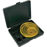 Toolland 8-delige gatenzaagset voor hout, geel & zwart, zaagdiepte 25mm, compleet met accessoires