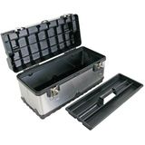 Perel Gereedschapskoffer, RVS, met aluminium handgreep, verwijderbare inlegbak, metalen sluitingen, 505 x 235 x 225 mm