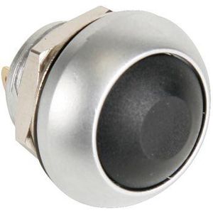 RONDE METALEN DRUKSCHAKELAAR MET ZWART KAPJE - 1P SPST OFF-(ON) (R1398)