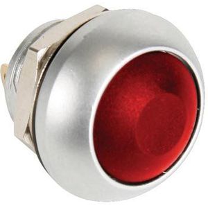 RONDE METALEN DRUKSCHAKELAAR MET ROOD KAPJE - 1P SPST OFF-(ON) (R1398R)