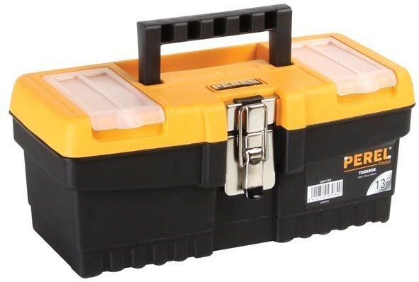 Perel - Gereedschapskoffer - Zwart/Geel - Polypropyleen - Met Verwijderbare Inlegbak