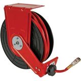 Perel Luchtslanghaspel, zelfoprollend, max. 20 bar/290 psi, 15 m, voor luchtcompressor, plafond-/voet-/muurmontage, rood