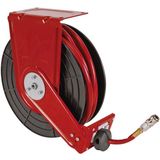 Perel Luchtslanghaspel, zelfoprollend, max. 20 bar/290 psi, 15 m, voor luchtcompressor, plafond-/voet-/muurmontage, rood