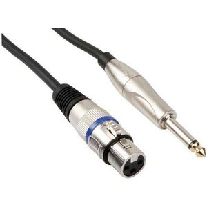 HQ-Power XLR-jack kabel, 1 x XLR vrouwelijk, 1 x jack 6.35 mm mannelijk, mono, 3 m, perfect voor geluidsoverdracht
